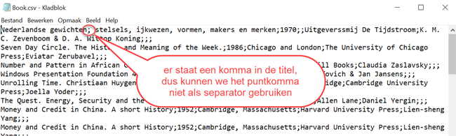 er staat een puntkomma in de titel - an dus niet als separator gebruikt worden